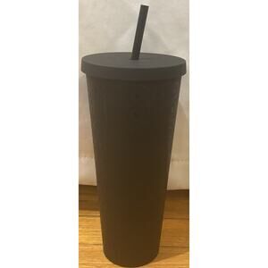 Starbucks 2017 Matte Black Pattern Cold Cup Venti Travel Tumbler (24 oz)